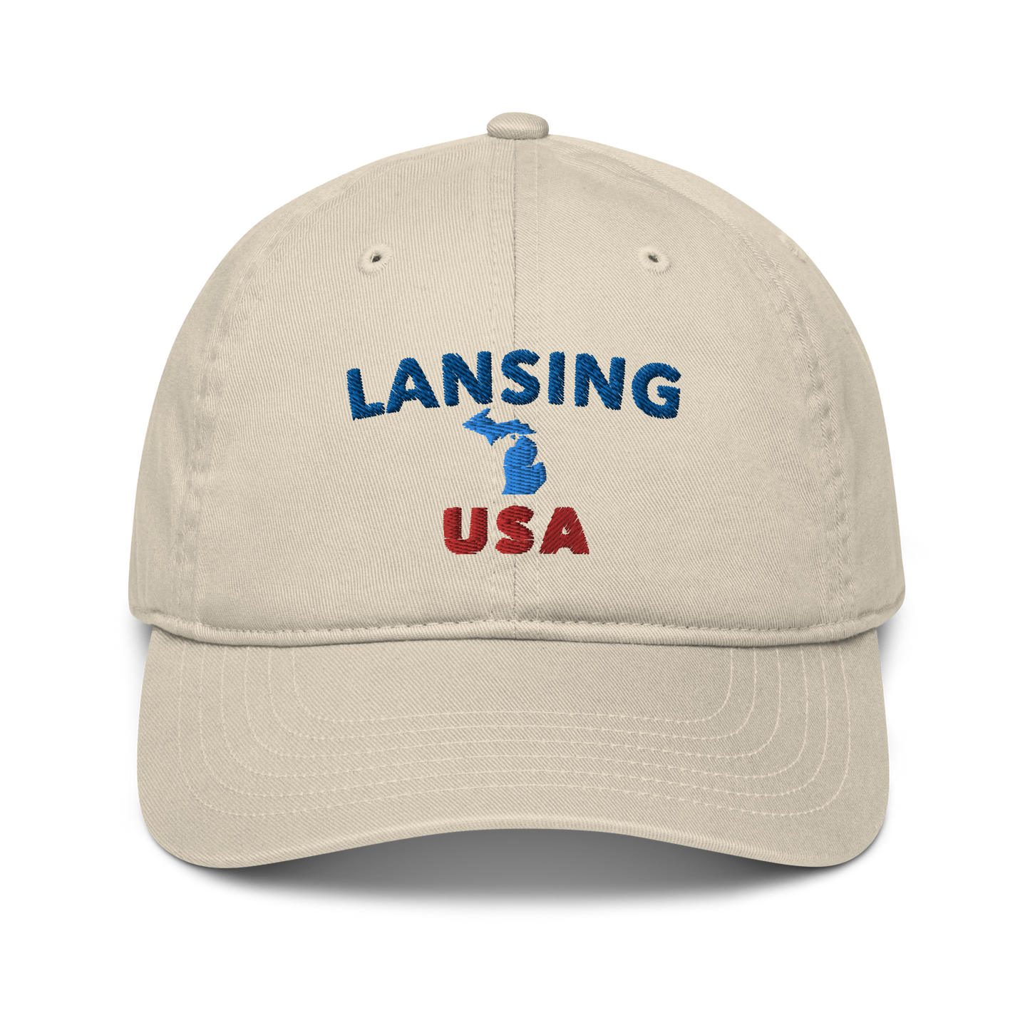 'Lansing USA' Classic Baseball Cap (w/ Michigan Outline)