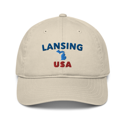 'Lansing USA' Classic Baseball Cap (w/ Michigan Outline)