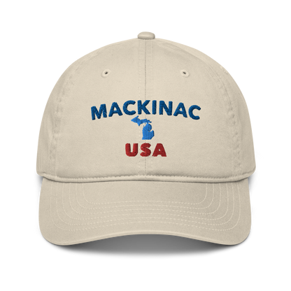 'Mackinac USA' Baseball Hat (w/ Michigan Outline)