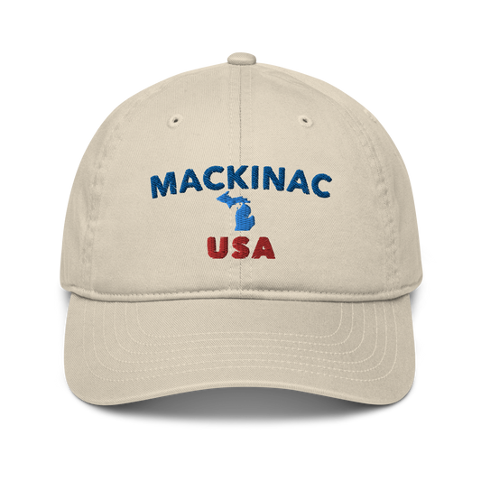 'Mackinac USA' Baseball Hat (w/ Michigan Outline)