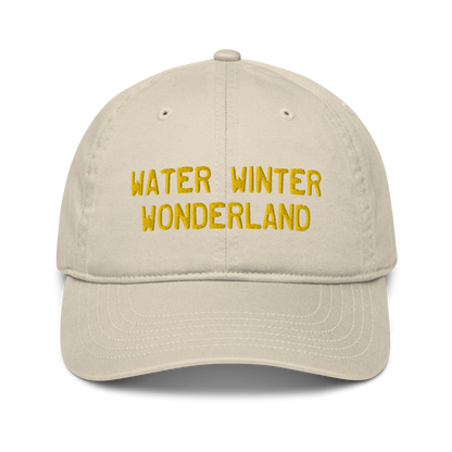 'Water Winter Wonderland' Classic Baseball Cap (Licence Plate Font) | Gold Embroidery