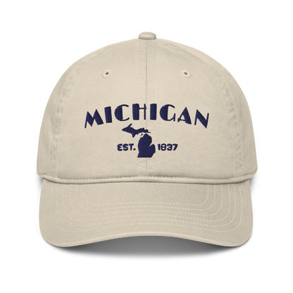 'Michigan EST 1837' Classic Baseball Cap (Theatrical Art Deco Font)