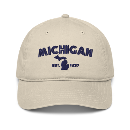 'Michigan EST 1837' Classic Baseball Cap (Metalpress Font)