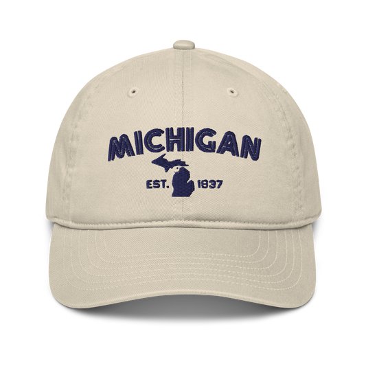 'Michigan EST 1837' Classic Baseball Cap (Metalpress Font)