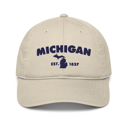 'Michigan EST 1837' Classic Baseball Cap (Geometric Sans Font)