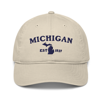 'Michigan EST 1837' Classic Baseball Cap (Woodcut Font)