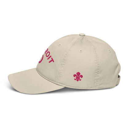 'Détroit' Baseball Cap (w/ Old French D and Fleur de Lys) | Pink Embroidery