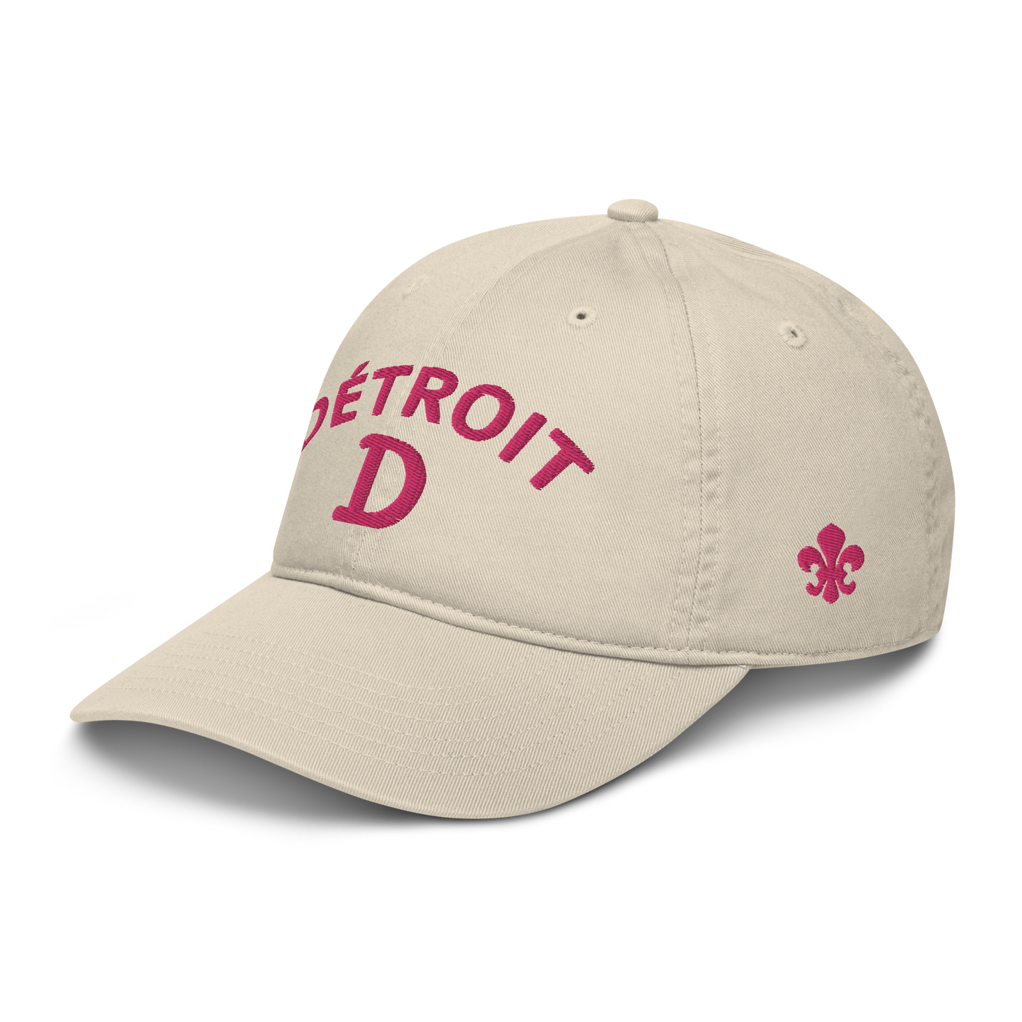 'Détroit' Baseball Cap (w/ Old French D and Fleur de Lys) | Pink Embroidery