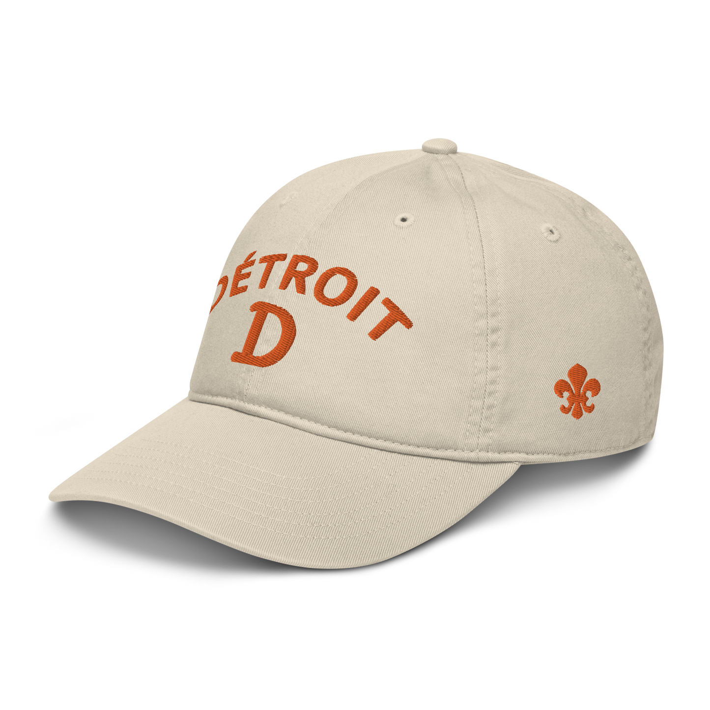 'Détroit' Baseball Cap (w/ Old French D and Fleur de Lys) | Orange Embroidery