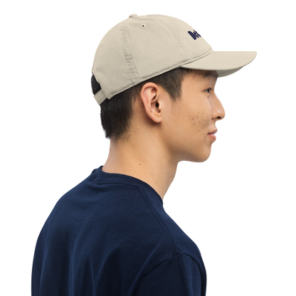 'Detroit' Denim Baseball Cap (Art Deco Font) | White/Navy Embroidery