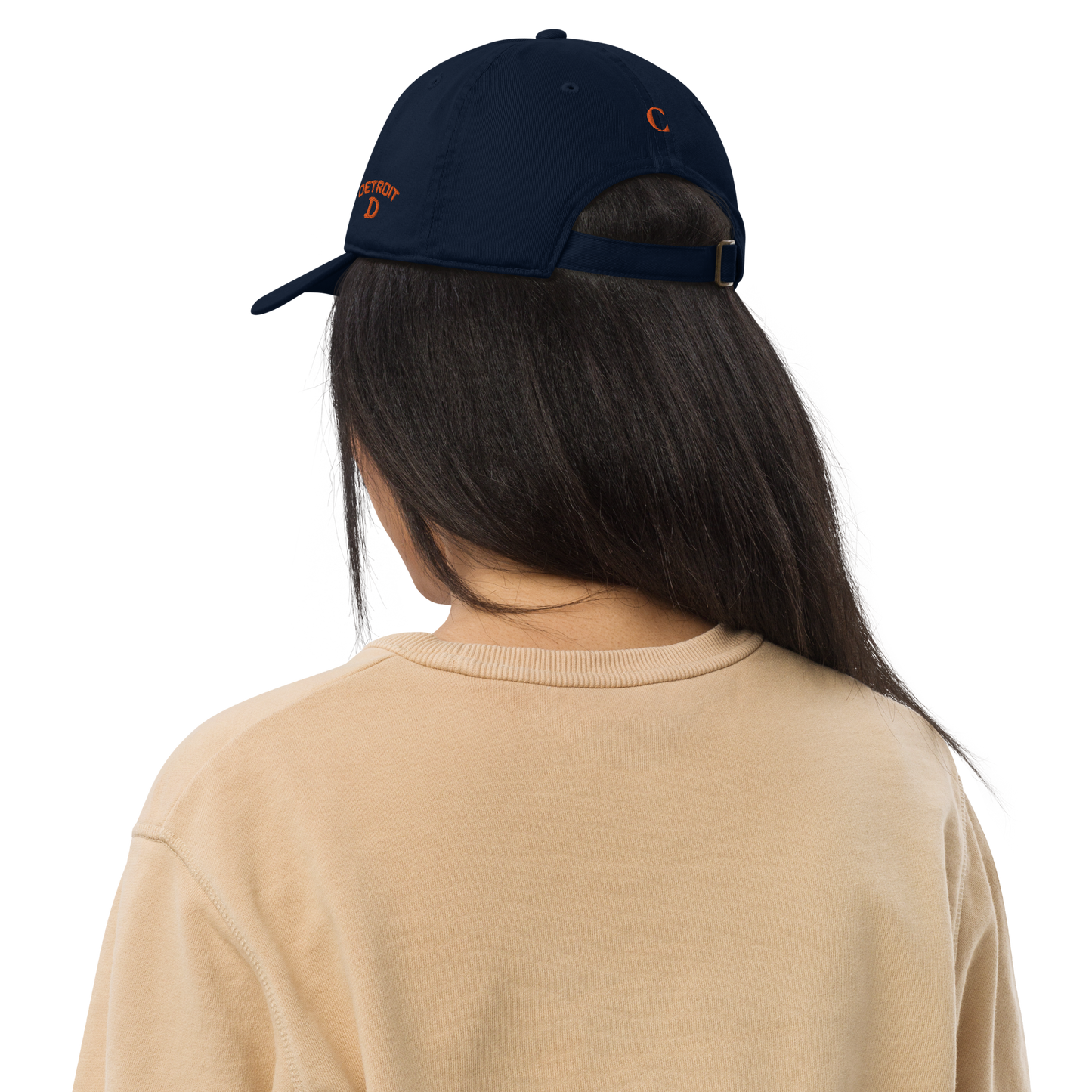 Detroit 'Old French D' Baseball Cap (w/ Side Design) | Orange Embroidery