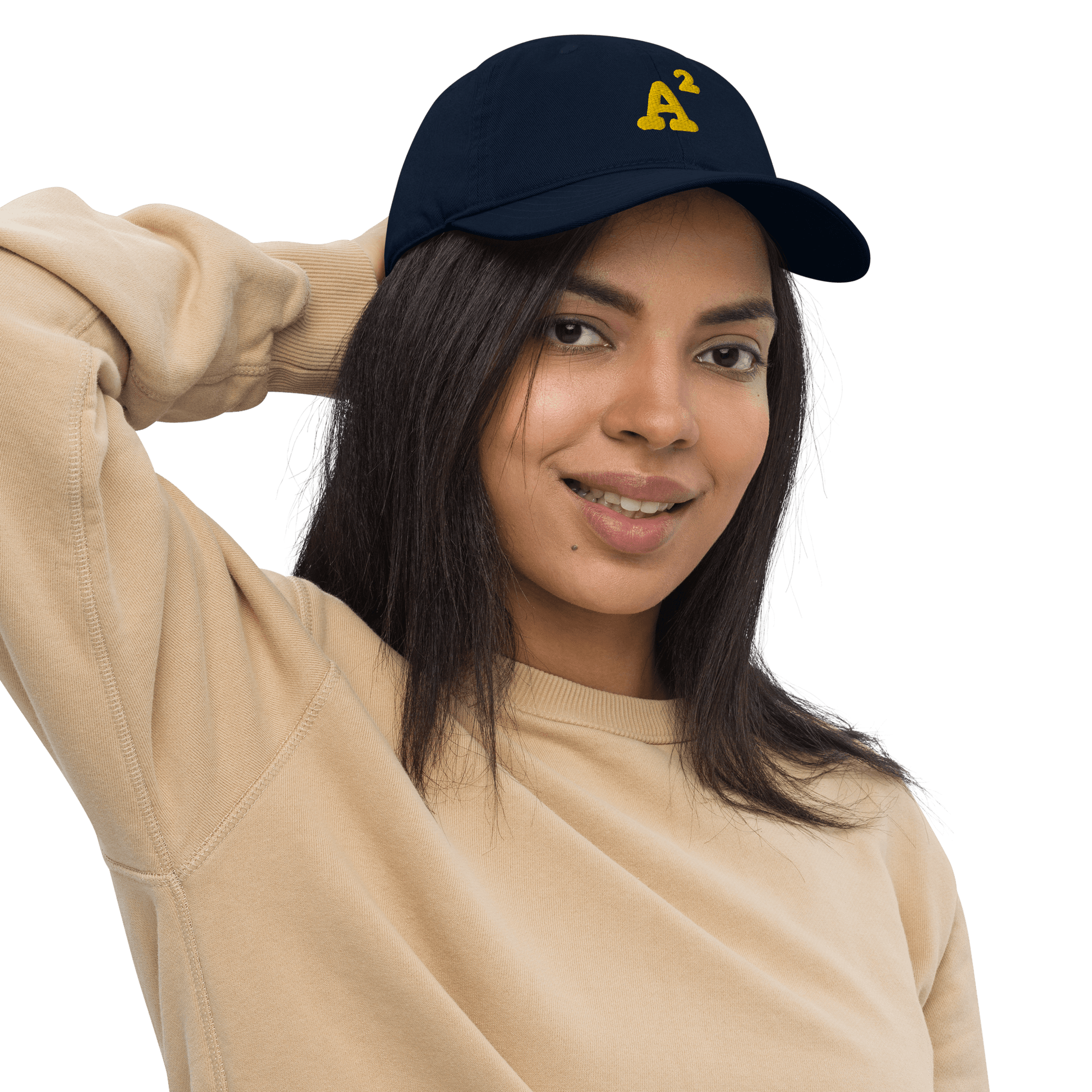 Ann Arbor 'A²' Baseball Cap | Yellow / Navy Embroidery - Circumspice Michigan