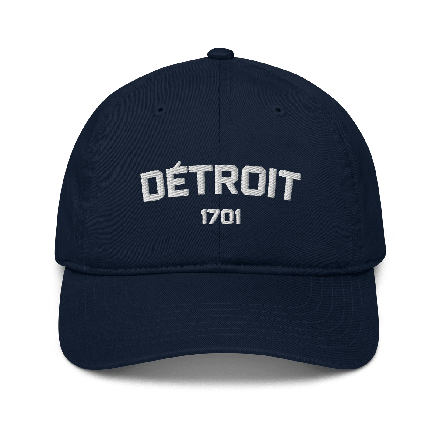 'Détroit 1701' Baseball Cap | White/Navy Embroidery - Circumspice Michigan