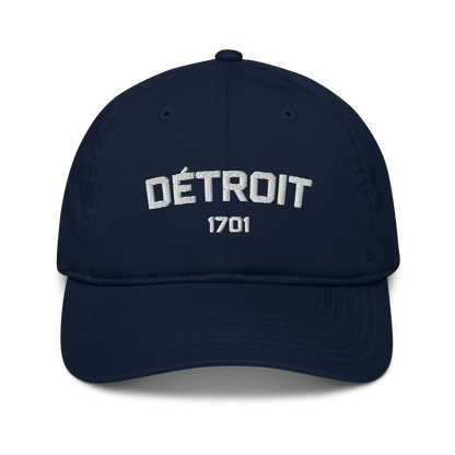 'Détroit 1701' Baseball Cap | White/Navy Embroidery - Circumspice Michigan