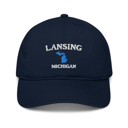 'Lansing Michigan' Baseball Cap (w/ MI Outline) - Circumspice Michigan