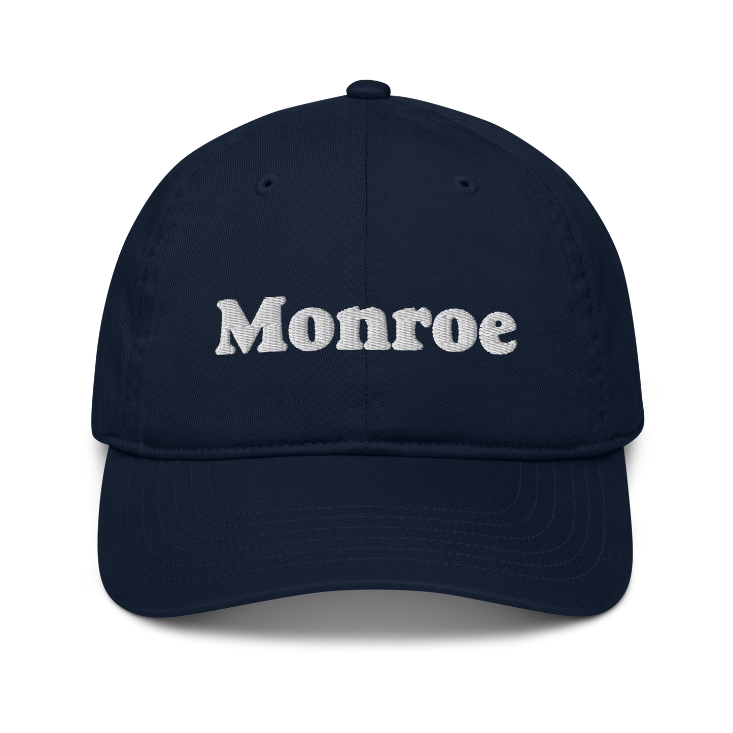 'Monroe' Classic Baseball Cap | White/Black Embroidery