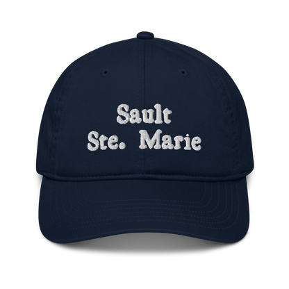 'Sault Ste. Marie' Classic Baseball Cap | White/Navy Embriodery