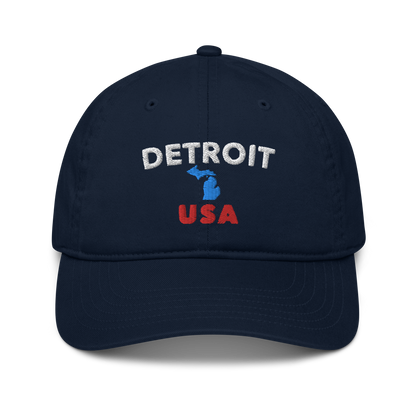 'Detroit USA' Classic Baseball Cap (w/ Michigan Outline)