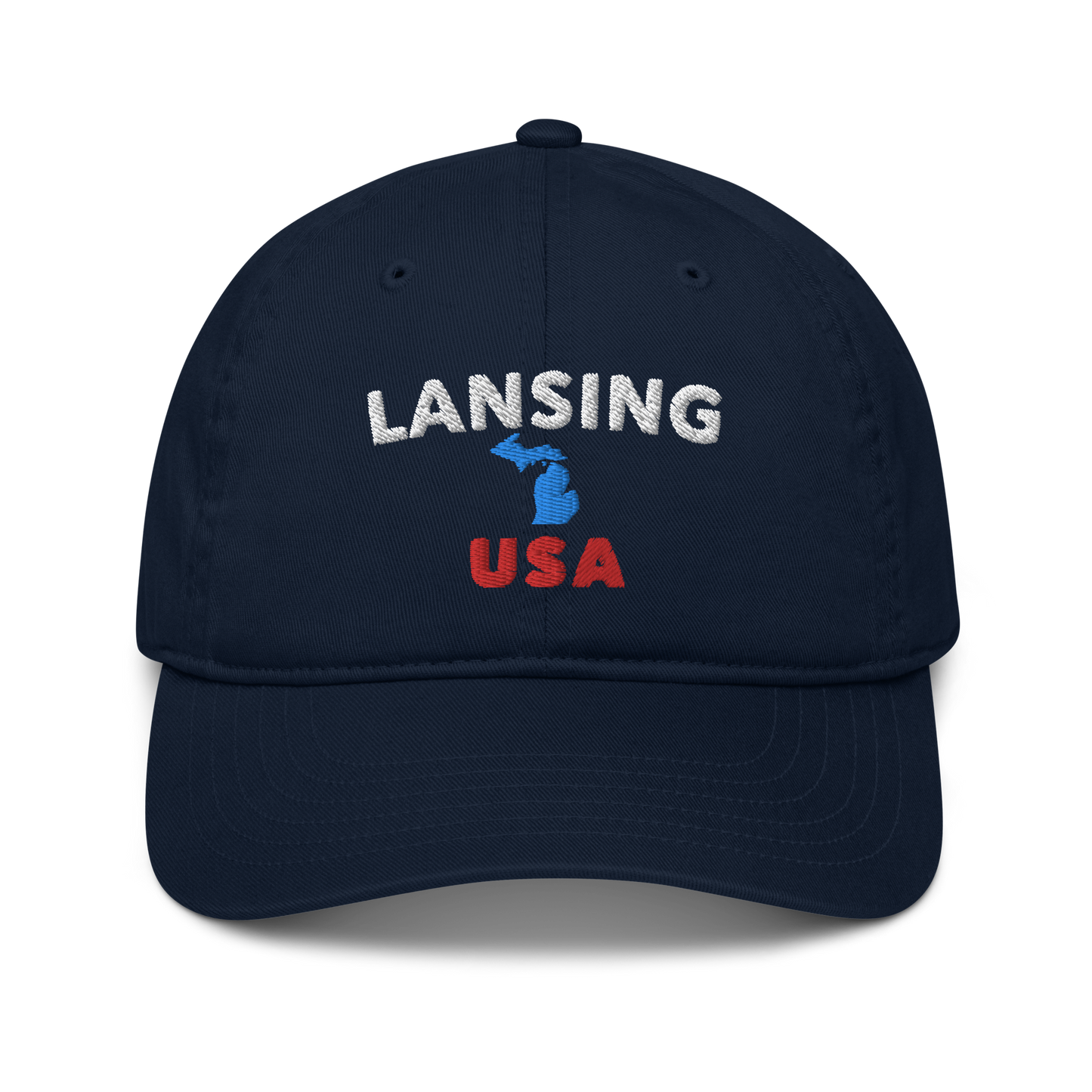 'Lansing USA' Classic Baseball Cap (w/ Michigan Outline)