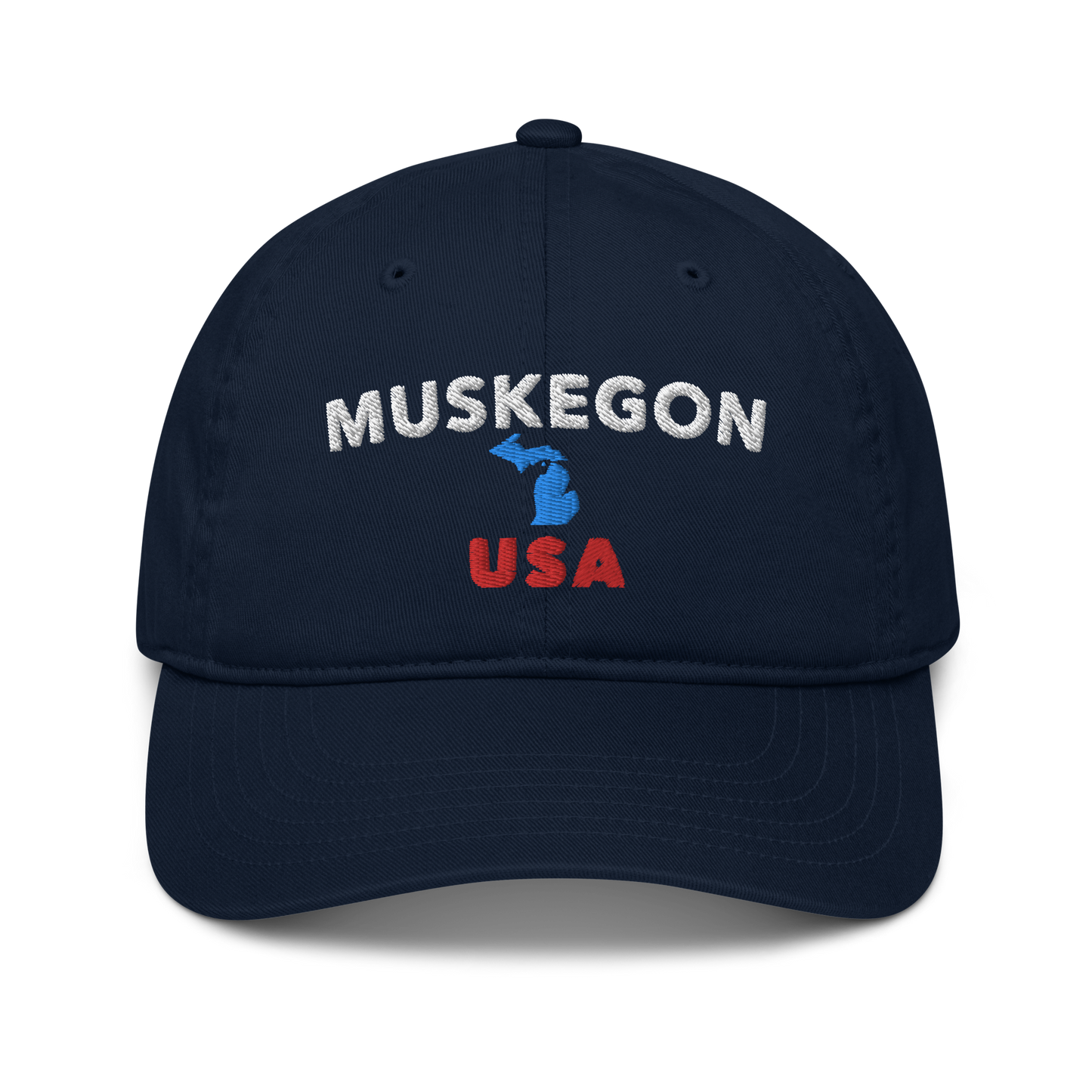 'Muskegon USA' Classic Baseball Cap (w/ Michigan Outline)