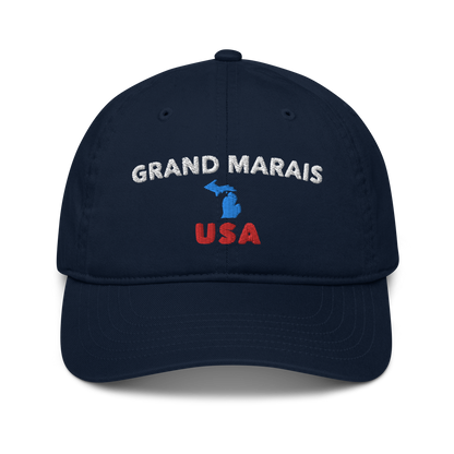 'Grand Marais USA' Classic Baseball Cap (w/ Michigan Outline)