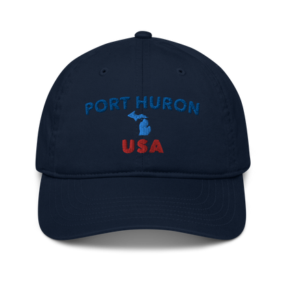 'Port Huron USA' Classic Baseball Cap (w/ Michigan Outline)