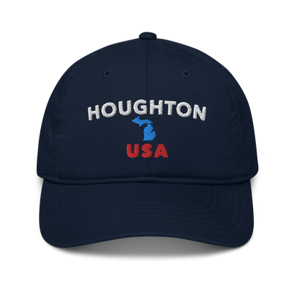 'Houghton USA' Classic Baseball Cap (w/ Michigan Outline)