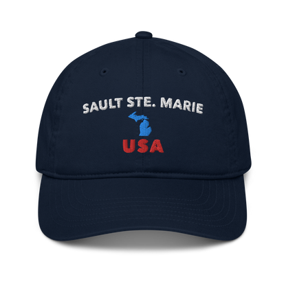 'Sault Ste. Marie' Classic Baseball Cap (w/ Michigan Outline)