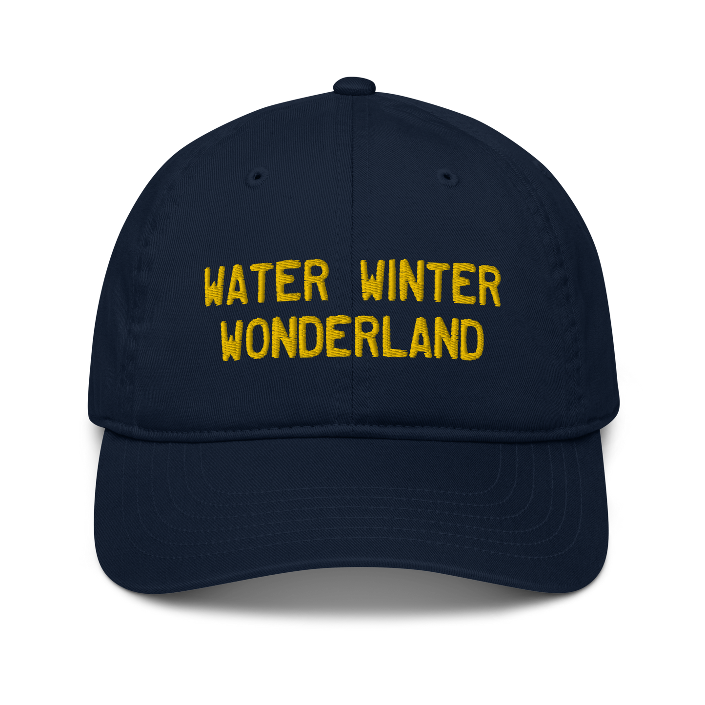 'Water Winter Wonderland' Classic Baseball Cap (Licence Plate Font) | Gold Embroidery