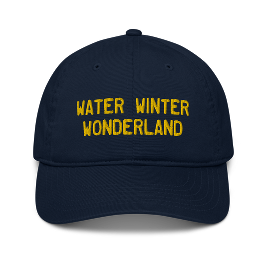 'Water Winter Wonderland' Classic Baseball Cap (Licence Plate Font) | Gold Embroidery