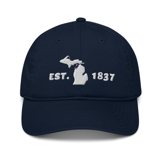 Michigan 'EST 1837' Classic Baseball Cap (Marker Font w/ MI Outline)