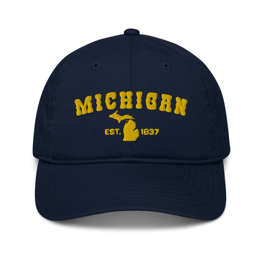 'Michigan EST 1837' Classic Baseball Cap (Western Font) | Gold Embroidery