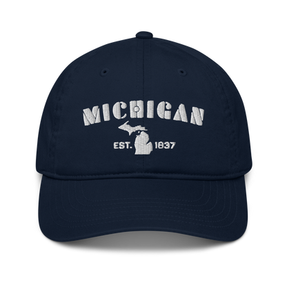 'Michigan EST 1837' Classic Baseball Cap (Art Deco Font)