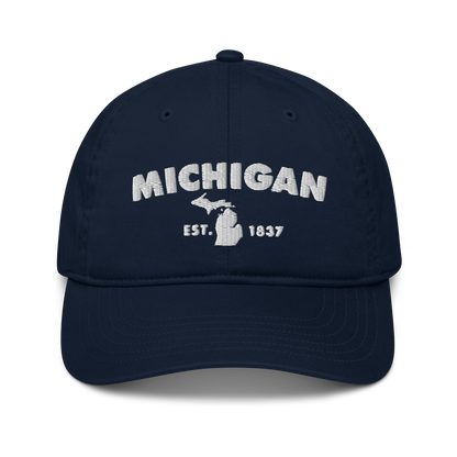 'Michigan EST 1837' Classic Baseball Cap (Geometric Sans Font)