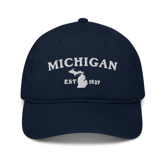 'Michigan EST 1837' Classic Baseball Cap (Woodcut Font)