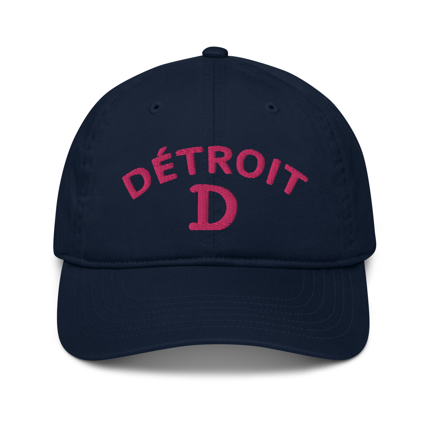 'Détroit' Baseball Cap (w/ Old French D and Fleur de Lys) | Pink Embroidery