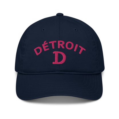 'Détroit' Baseball Cap (w/ Old French D and Fleur de Lys) | Pink Embroidery