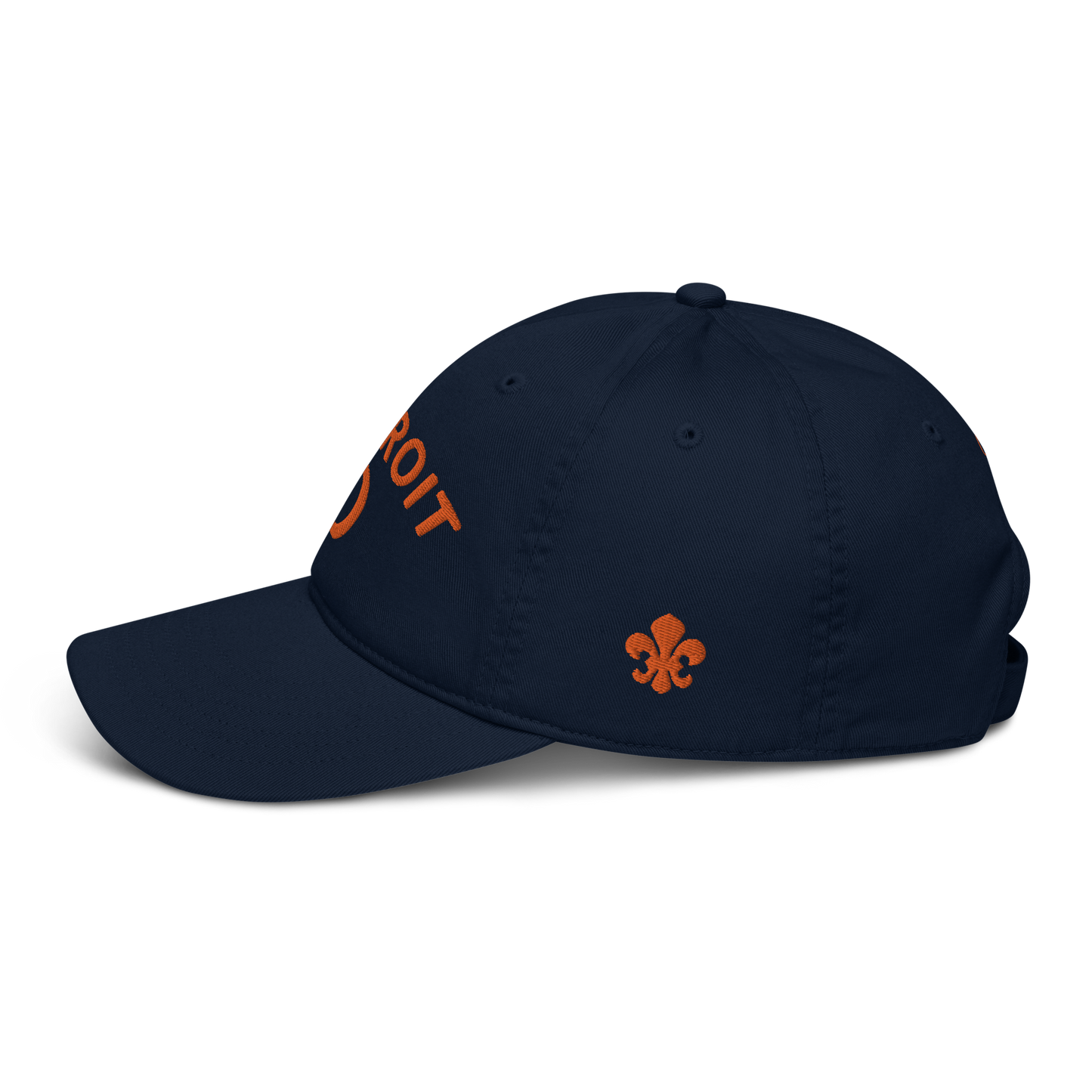 'Détroit' Baseball Cap (w/ Old French D and Fleur de Lys) | Orange Embroidery