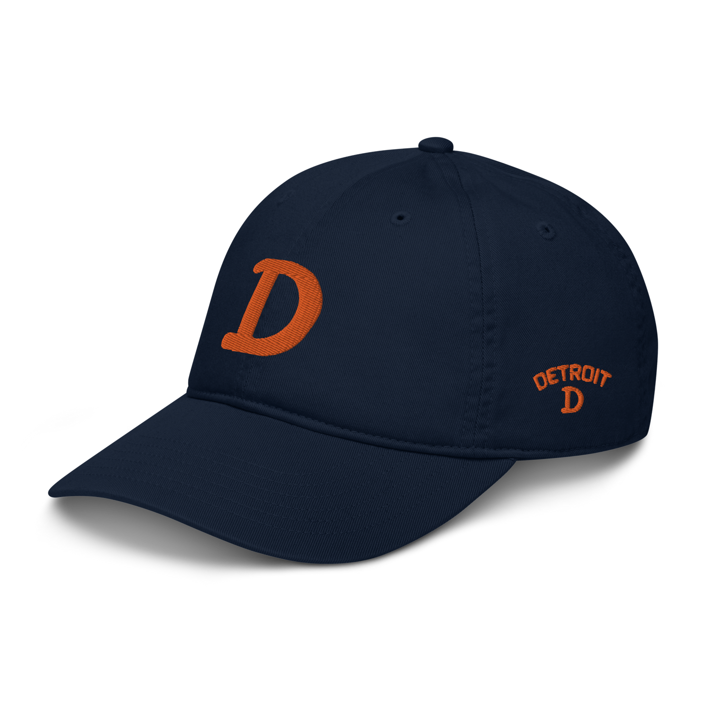 Detroit 'Old French D' Baseball Cap (w/ Side Design) | Orange Embroidery