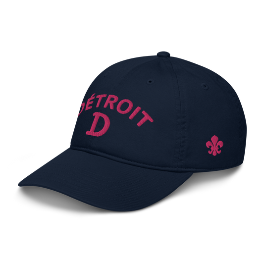 'Détroit' Baseball Cap (w/ Old French D and Fleur de Lys) | Pink Embroidery