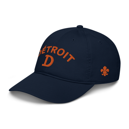 'Détroit' Baseball Cap (w/ Old French D and Fleur de Lys) | Orange Embroidery