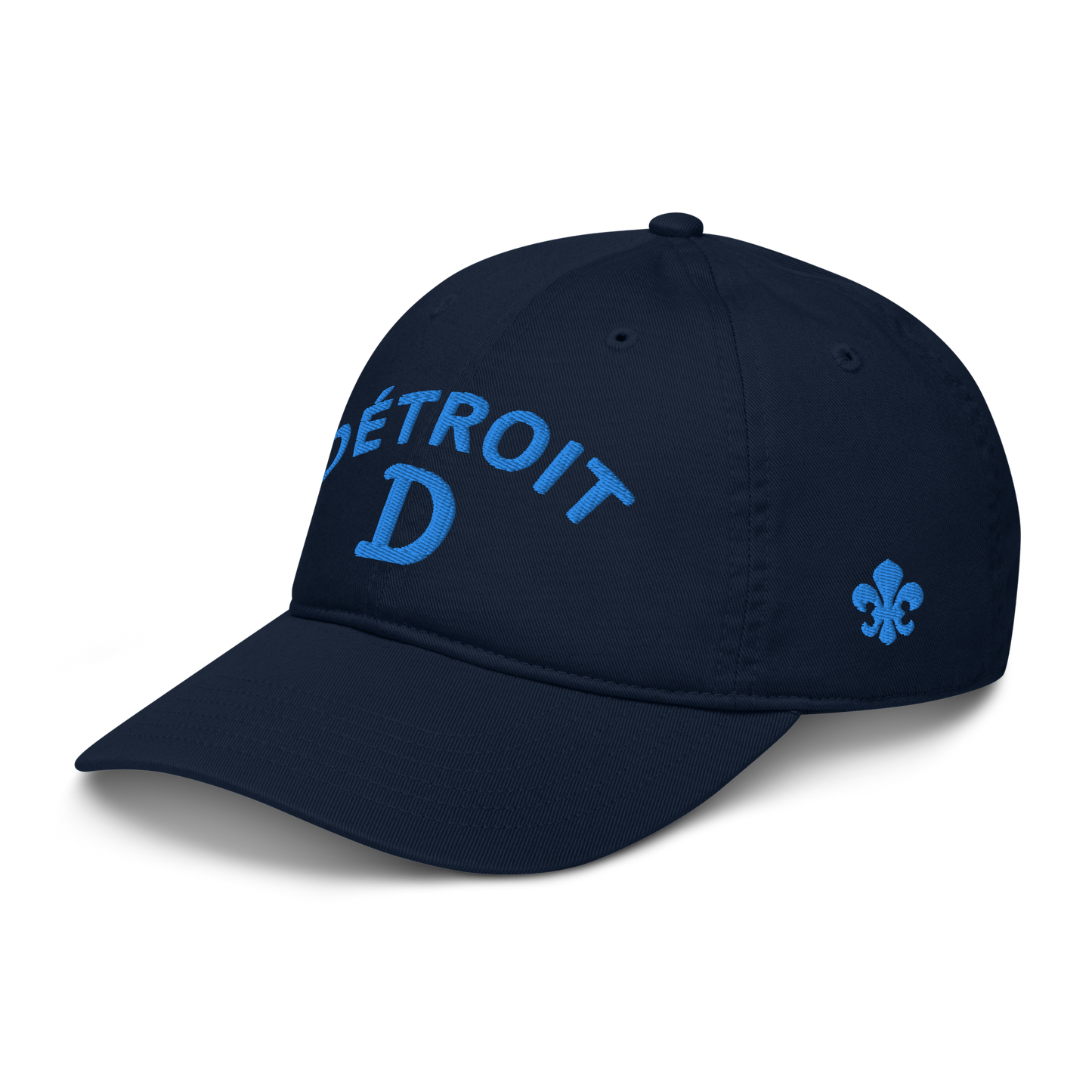 'Détroit' Baseball Cap (w/ Old French D and Fleur de Lys) | Azure Embroidery