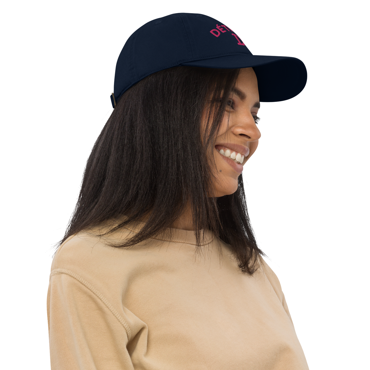 'Détroit' Baseball Cap (w/ Old French D and Fleur de Lys) | Pink Embroidery