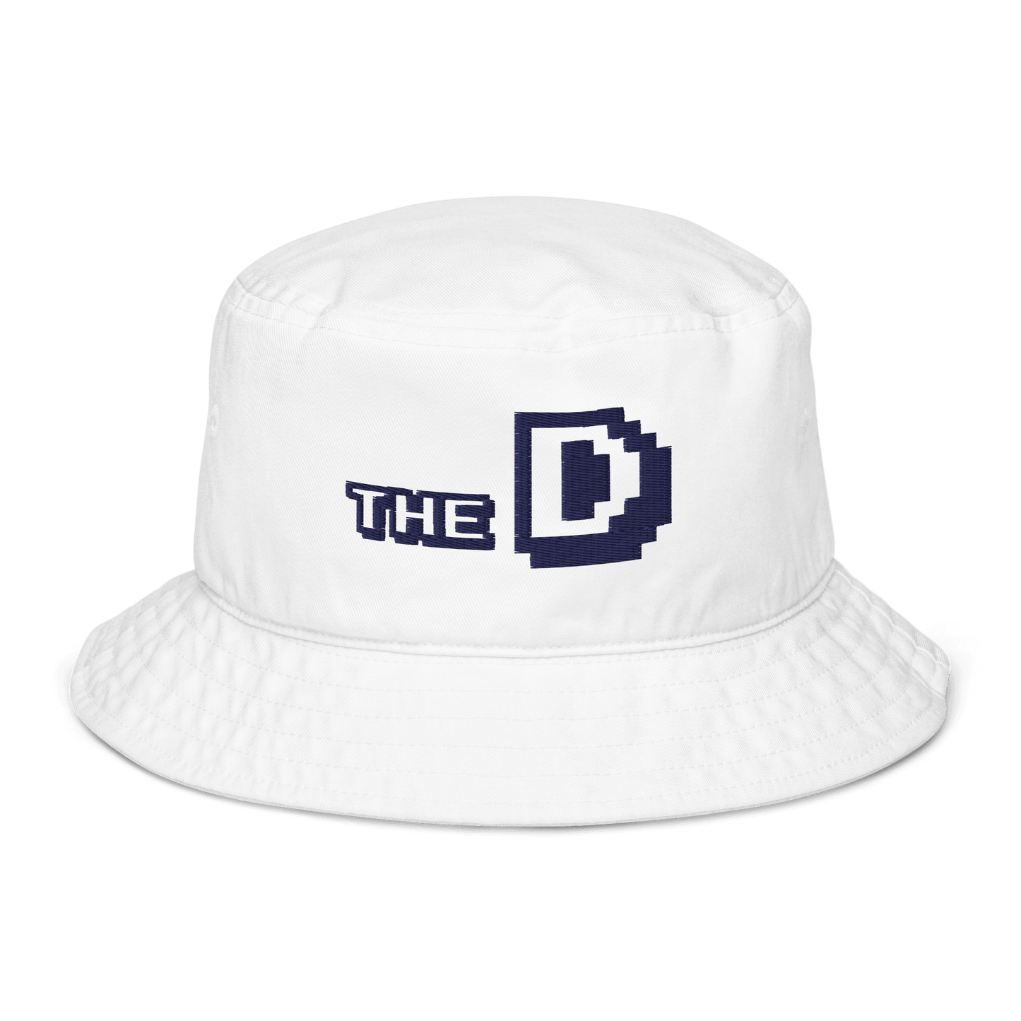 'The D' Detroit Bucket Hat | White/Navy Embroidery - Circumspice Michigan