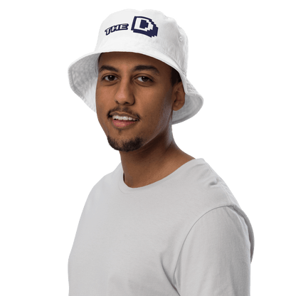 'The D' Detroit Bucket Hat | White/Navy Embroidery - Circumspice Michigan