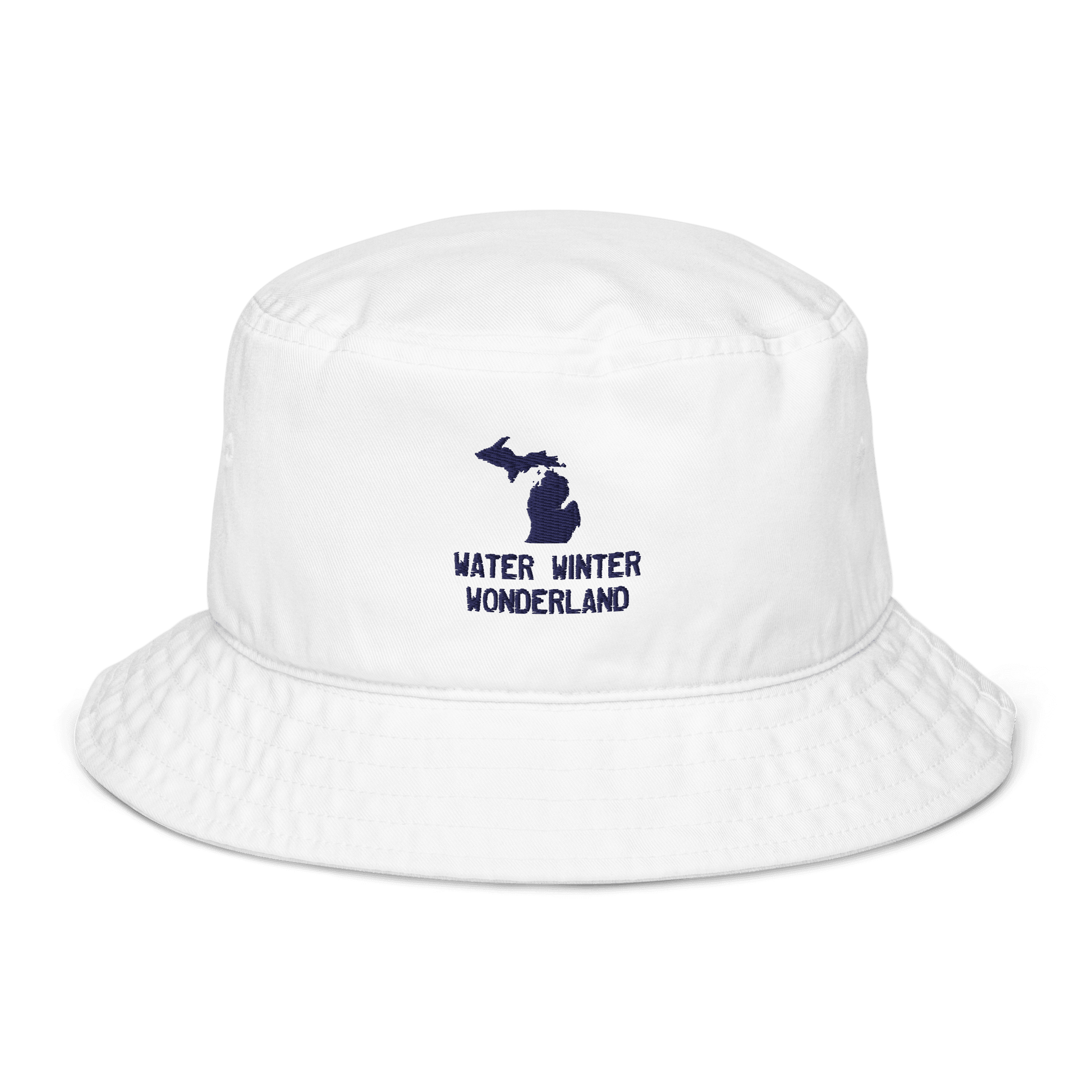 'Water Winter Wonderland' Michigan Bucket Hat | Gold/Navy Embroidery - Circumspice Michigan