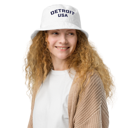 'Detroit USA' Organic Bucket Hat (Stencil Font)