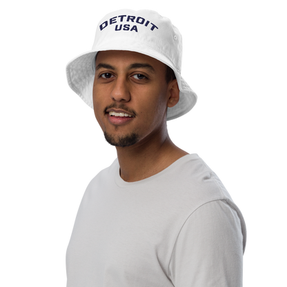 'Detroit USA' Organic Bucket Hat (Stencil Font)