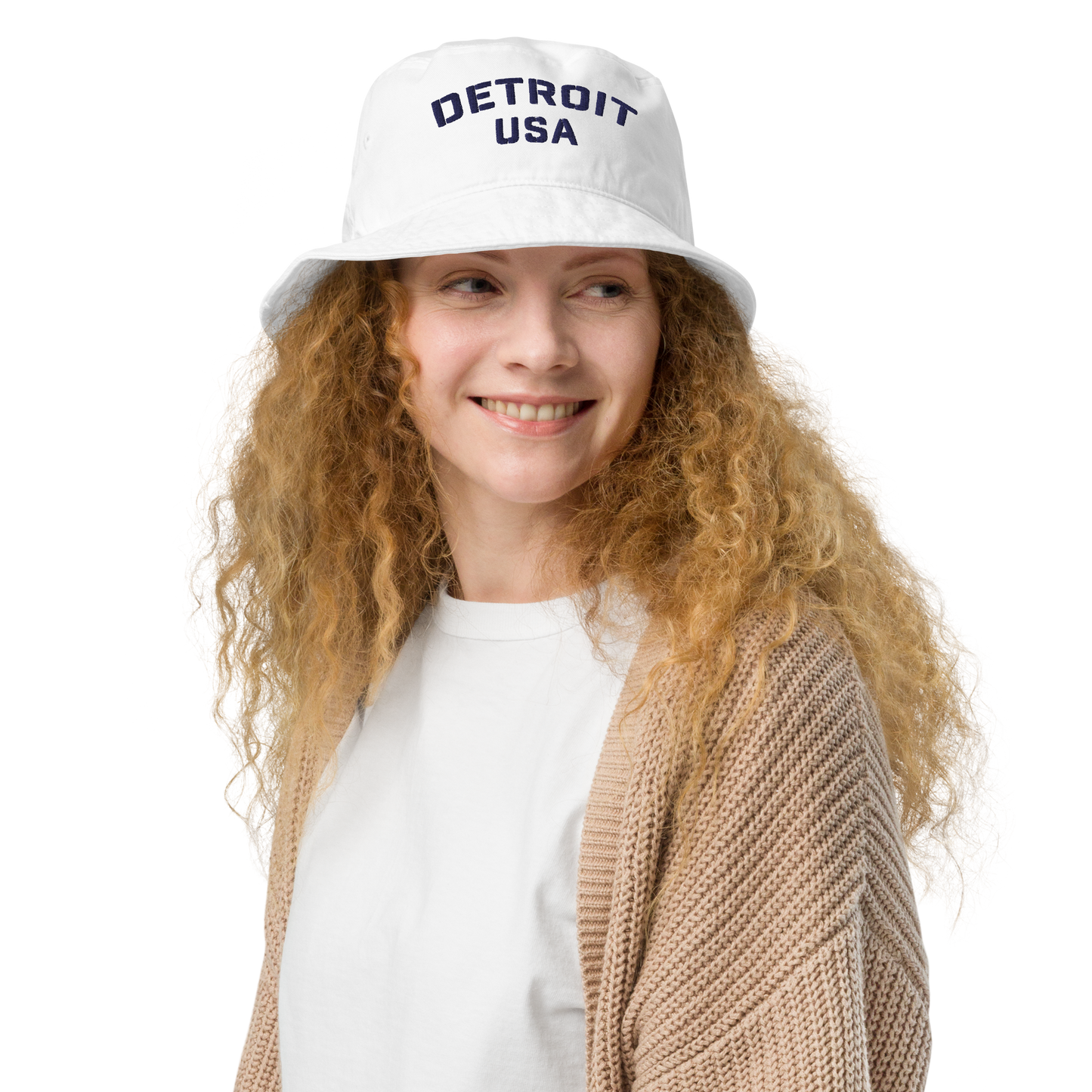 'Detroit USA' Organic Bucket Hat (Stencil Font)