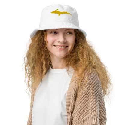 Michigan Upper Peninsula Organic Bucket Hat (w/ Gold UP Outline)